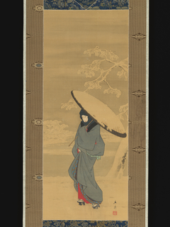 Woman Walking in the Snow by Hiroshige