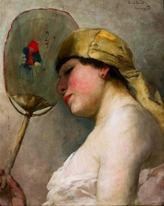 Woman with a Fan. by Ludwik Stasiak