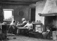 Women Working in the Kitchen of a Farmhouse near Olevano, Italy by Wilhelm Marstrand