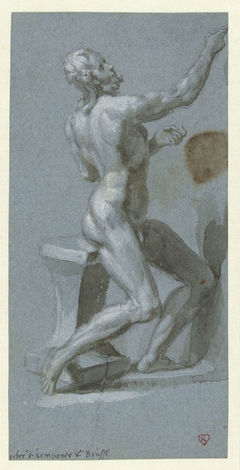 Zittende naakte man, naar rechts by Pieter de Kempener