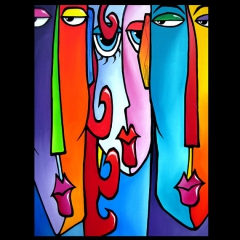 Adam's & Eve - Original Abstract painting Modern pop Art Contemporary Portrait FACE by Fidostudio by Tom Fedro