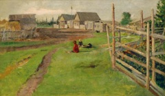 Alemasovo Village. Landscape with Boys by Panteleymon Chukomin