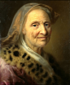 Alte Frau mit goldgelbem Kopftuch by Balthasar Denner