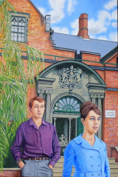 ‘Art students’ (2013), oil on linen, 28 x 42 inches by john albert walker