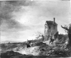 Baumlose Gegend mit Haus by Adriaen van der Cabel