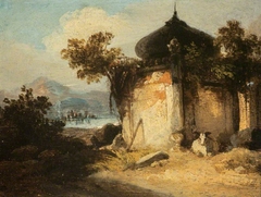 Bengal landscape with a Hindu Shrine or Tomb by George Chinnery