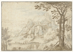 Berglandschap met een rivier by Gilles van Coninxloo II