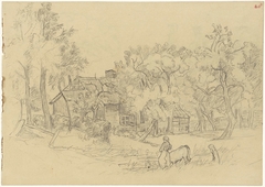 Boerderij tussen bomen by Jozef Israëls