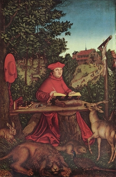 Cardinal Albrecht of Brandenburg (1490-1545) as Saint Jerome by Lucas Cranach the Elder