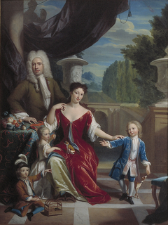 Cornelis van Schuylenburch (1683-1763) met zijn vrouw Martha Catharina Kemp (1694-1729) en hun drie kinderen Willem (1717-1769), Pieter (1718-1786) en Anthonetta (1722-1786) by Philip van Dijk