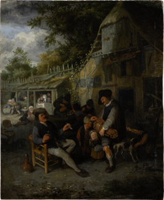 Country Inn with Hurdy-Gurdy Player by Cornelis Dusart