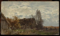 Countryside landscape with a farmyard by Roman Kochanowski