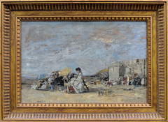 Dame en blanc sur la plage de Trouville by Eugène Louis Boudin