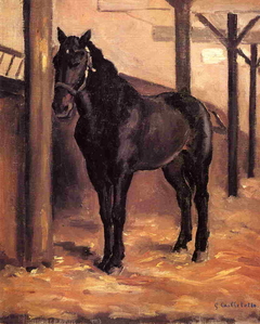 Dark Bay Horse in the Stable by Gustave Caillebotte