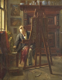 De schilder George Jan Hendrik Poggenbeek (1854-1903) in zijn atelier by Theo Hanrath