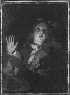 Ein Knabe mit brennender Kerze (Nachfolger) by Gerard van Honthorst