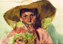 Enfant mangeant des raisins by Joaquín Sorolla