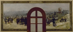 Esquisse pour le cabinet du préfet de l'Hôtel de Ville de Paris : Le départ du ballon "Armand Barbès", l'instruction de la Garde Nationale by René Joseph Gilbert