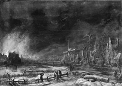 Fire by Night in the Winter by Aert van der Neer