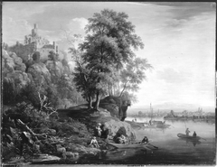 Flusslandschaft mit Burg by Christian Georg Schütz