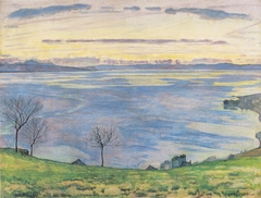 Genfersee am Abend von Chexbres aus by Ferdinand Hodler