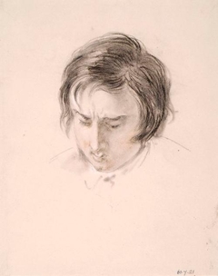 Head of a Young Man Glancing Down - Study for The Battle of Waterloo - Sir William Allan - ABDAG003371 by William Allan