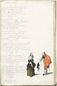 Heer die een dame groet by Gesina ter Borch