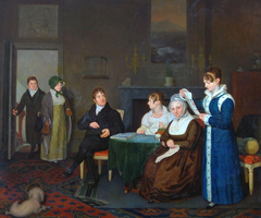 Interieur met de familie De Bruijn de Neve by Pieter Christoffel Wonder