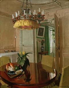 Intérieur, table de salle à manger avec bouquet by Félix Vallotton