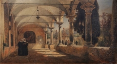 Italianate Cloister with Nuns by Ludwig Dittweiler