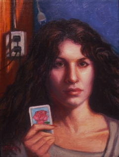 "La Rosa" by Lydia Martin© (12"x9") oil on Belgian linen/ Lotería series by Lydia Martin