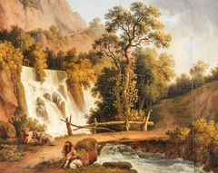 Landscape with a Waterfall and a Cowherd by Jacob Philipp Hackert