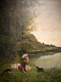 Landscape with Woman and Dog by Raimundo de Madrazo y Garreta