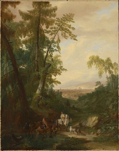 Landschaft mit Reitern in einem Hohlweg by Philipp Hieronymus Brinckmann