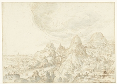 Landschap met bergen en een kronkelende weg by Hendrick van Cleve