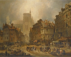 Le Marché au Blé at Abbeville, from the Grande Place by David Roberts