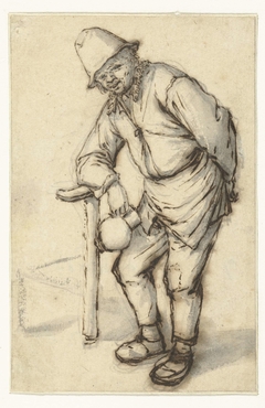 Mansfiguur, leunend op een stoel by Adriaen van Ostade