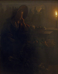 Market woman by candle-light by Petrus van Schendel