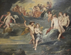 Mercury escorting Psyche to Mount Olympus and her marriage with Amor by Anonymous