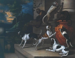 Monkeys and Dogs Playing by Francis Barlow