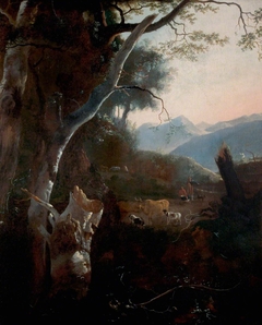 Mountainous Landscape with Peasants, Cows and Goats by Adam Pynacker