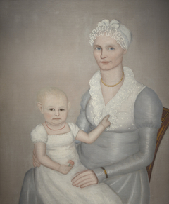 Mrs. Wilbur (Sarah “Sally” Stearns) Sherman (1789-1845) and daughter Sarah (1814-1872) by Ammi Phillips