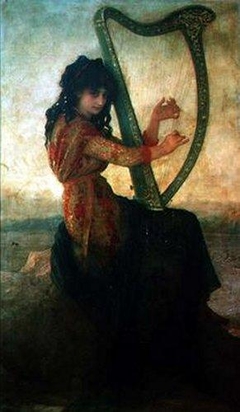 Muse playing the harp by Ernest Hébert