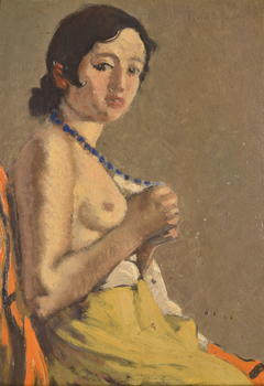 Naaktstudie 'Petite au collier bleu' by Armand Rassenfosse