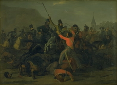 Oberst Boncke Bönnichsens fald den 6. december 1813 under en fægtning mellem jyske dragoner og kosakker by Jørgen Sonne