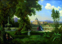 Park mit Blick auf den Petersdom by Edmund Kanoldt