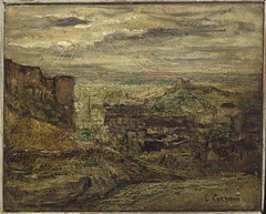 Paysage au soleil couchant by Louis Carrand