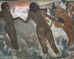 Petites paysannes se lavant à la mer vers le soir by Edgar Degas