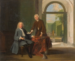 Portret van twee mannen in een interieur by Cornelis Troost