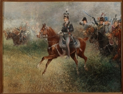 Prince Józef Poniatowski leading the army near Leipzig by Jan Chełmiński